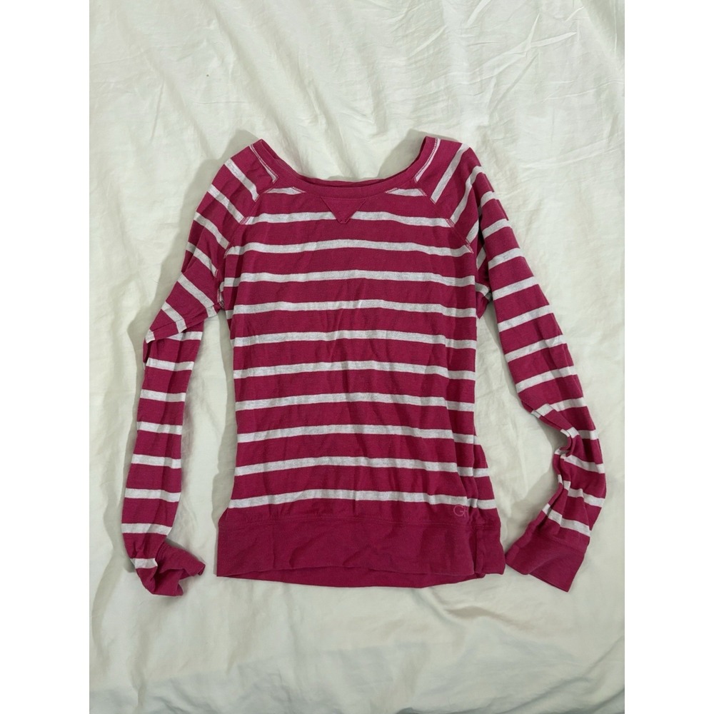2000s Gilly Hicks Hollister Pink White Striped Long Sleeve Top XS Girly *READ*